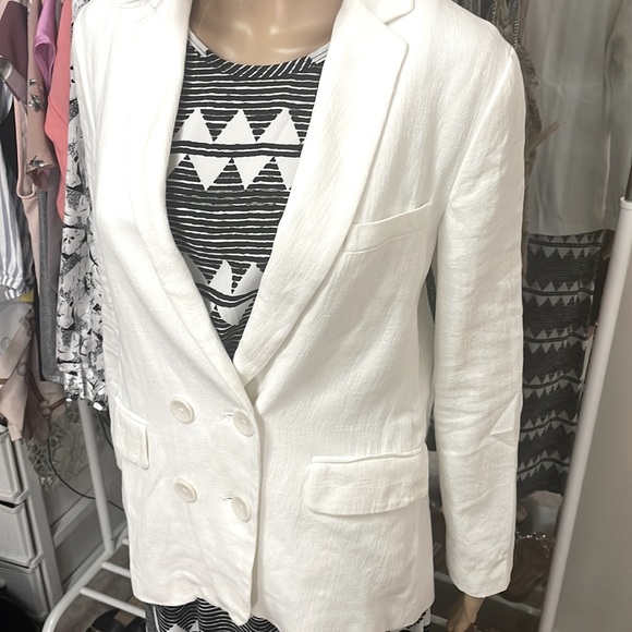 Zara linen blend double breasted blazer S - Picture 3 of 9